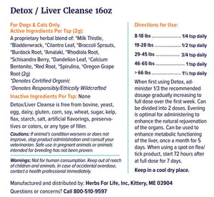 Detox/Liver Cleanse™ – Herbal Support for Liver & Kidney Health For Dogs, Cats, and Horses