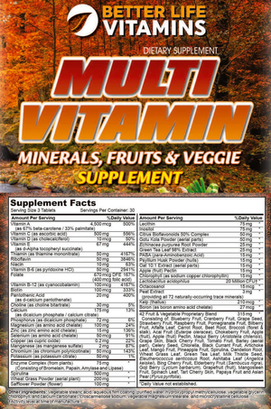 Better Life Multi Vitamin - minerals, fruits, and veggies